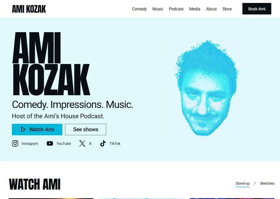 Ami Kozak comedy, music and podcast homepage
