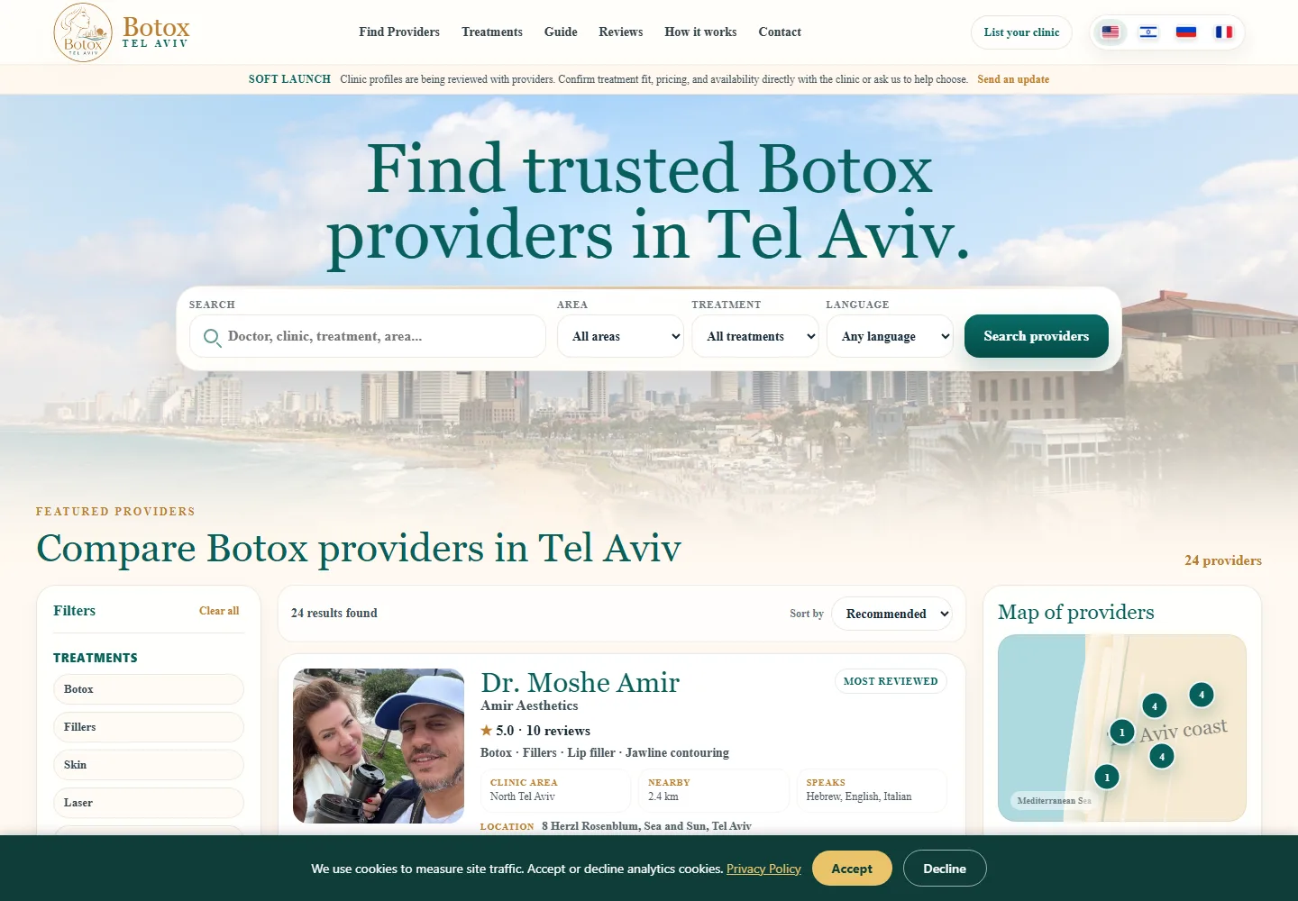Botox Tel Aviv aesthetic clinic homepage