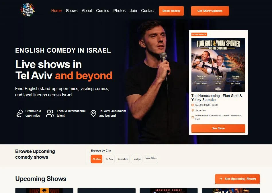 English Comedy Tel Aviv live stand-up homepage
