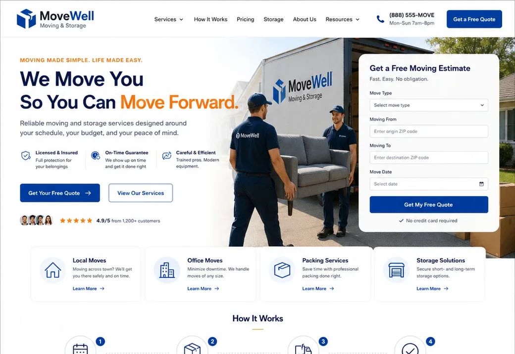 MoveWell moving and storage homepage